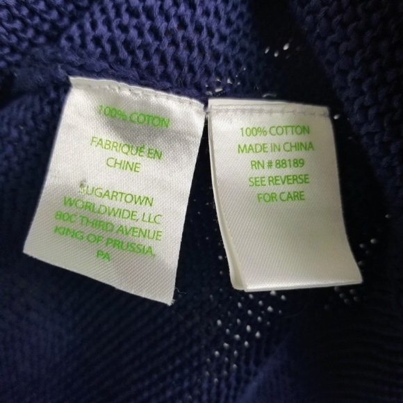 Lilly Pulitzer- Womens XS  Light Navy Harbour Short Sleeve Cardigan Sweater - Picture 7 of 9